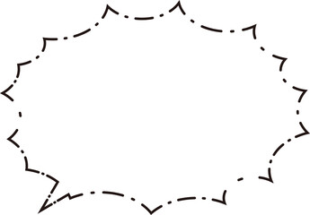 トゲトゲ吹き出し　一点鎖線　白塗り
