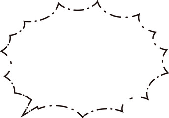 トゲトゲ吹き出し　一点鎖線　白塗り
