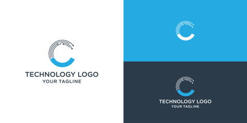 Letter C Molecule Logo, Bio tech Connect Dots Science Technology Logo Design Vector