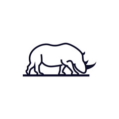 rhino line logo simple illustration.