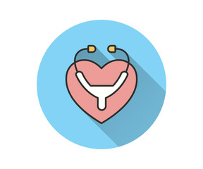 Medical health icon with long shadow for graphic and web design.