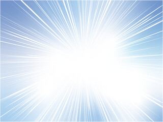 綺麗で鮮烈な光を放つグラデーション集中線背景_ブルー