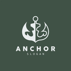 Anchor Logo, Ocean Ship Vector, Simple Minimalist Design, Anchor Icon, Spartan, Ocean, Symbol Template Illustration