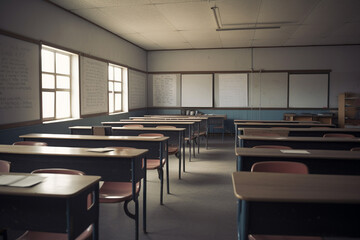 Empty classroom. Back to school concept. Generative ai