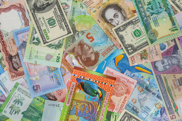 mix color american money as background