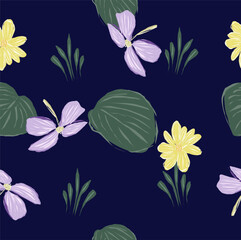 Obraz premium seamless background with flowers and leaves for fabric or wallpaper