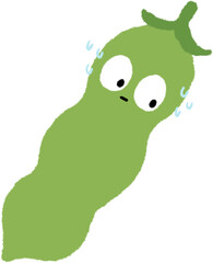 Funny Emotion Veggie Green Beans Cartoon Character