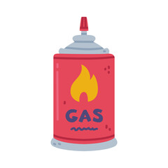 Gas Burner Red Balloon as Ignition Gear with Flammable Fuel Vector Illustration