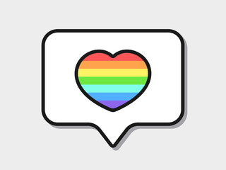 Like with rainbow colored flag heart sticker. Colors of the LGBT community. Best for prints, posters, cards, stickers and web design.