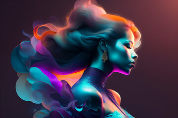 Dancing silhouette of woman , water ink.