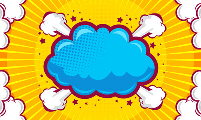 Blank comic pop art background with cloud frame