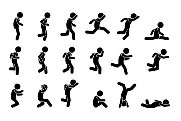 18 stick figure set, pictogram, sticman. stik figure running