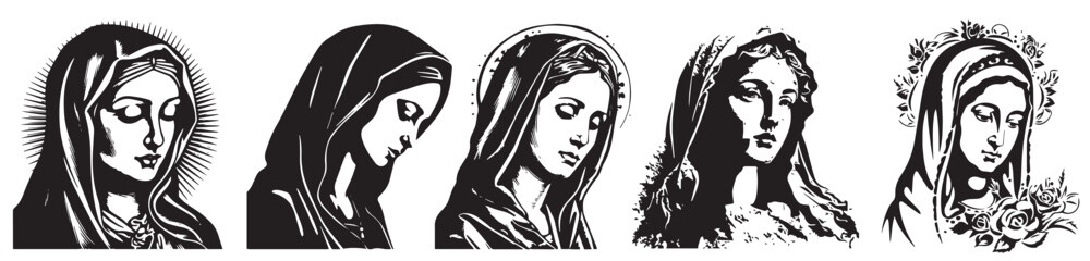Our Lady Madonna, virgin Mary vector illustration.