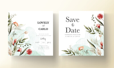 elegant vintage bohemian floral invitation card template
