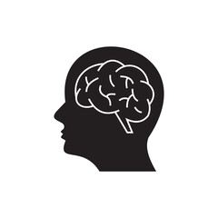Human head with brain icon