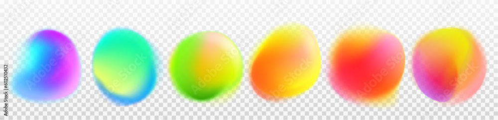 Poster realistic set of abstract gradient spots isolated on transparent background. vector illustration of 
