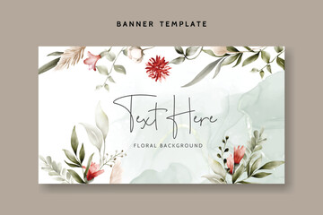 vintage floral background with bohemian flower and leaves