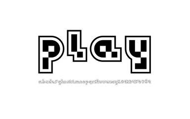 Pixel font, trendy alphabet, letters and numbers, vector illustration 10eps