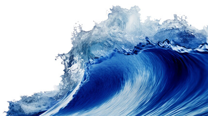 blue ocean wave, isolated on transparent background cutout , generative ai