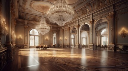 Luxurious classical ballroom. Luxurious interior. Generative AI