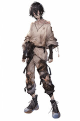 Fototapeta premium 奴隷の男性キャラクターの全身イラスト(AI generated image)