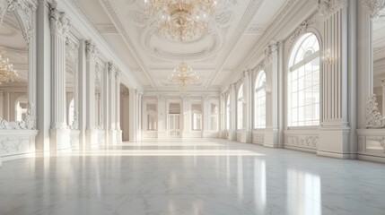 Fototapeta na wymiar Luxurious classical ballroom. Luxurious interior. Generative AI