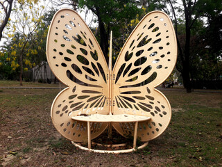 Butterfly shape creative butterfly chair. In the park. Featured Creative Outdoor Park Chair - Made in Taiwan