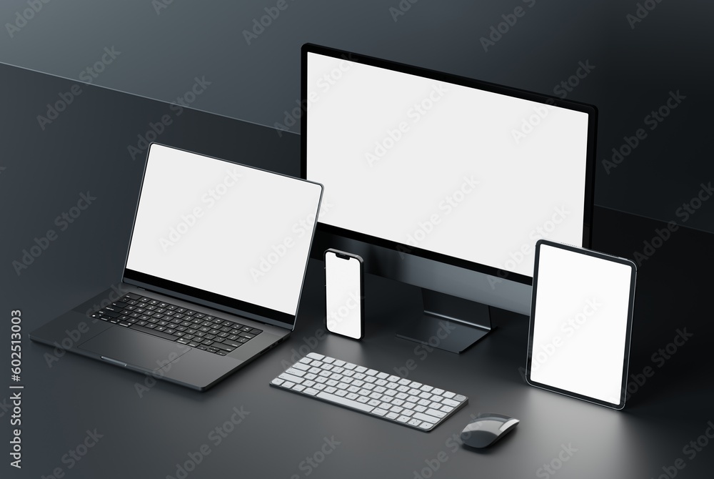 Canvas Prints responsive web design and website mockup, devices mock up, smartphone desktop tablet laptop template