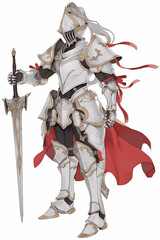 聖騎士(パラディン)の男性キャラクターの全身イラスト(AI generated image)