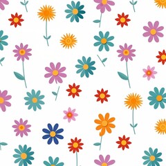 Fototapeta na wymiar Seamless Floral Wallpaper Pattern Vector Illustration. Generative AI