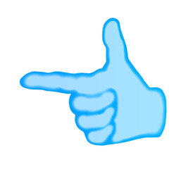 Blue watercolor illustration of a pointing sign