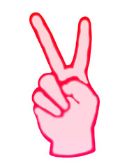 Illustration of peace sign red watercolor