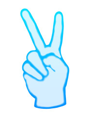 Illustration of peace sign blue watercolor