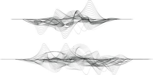 Abstract flow linear fluid wavy shape .Striped linear pattern . Music sound wave . Vector illustration