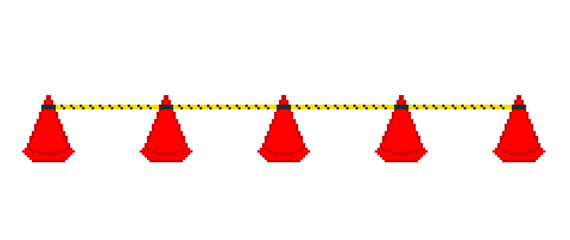 Pixel art barricade triangular cones - obrazy, fototapety, plakaty