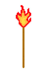 Pixel Art Flaming Wooden Sticks