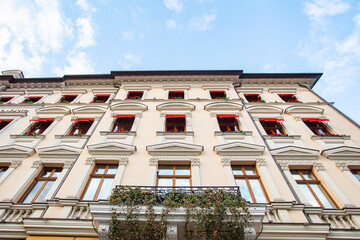 Closeup of ancient building in Lviv, Ukraine