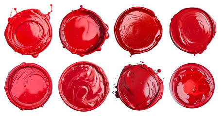 set of brush oil painted red colored circle banners. Created with Generative AI