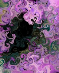 Composition in dark purple swirls