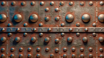 Generative Ai. a close up of a metal surface with rivets and bolts