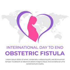 International Day to End Obstetric Fistula Vector Illustrations with pregnant woman, as a banner, social media post, poster or template