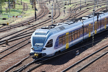 Passenger train on the railway track