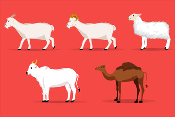 Vector Animal Qurban Set Bundle Illustration For Idul Adha 2023