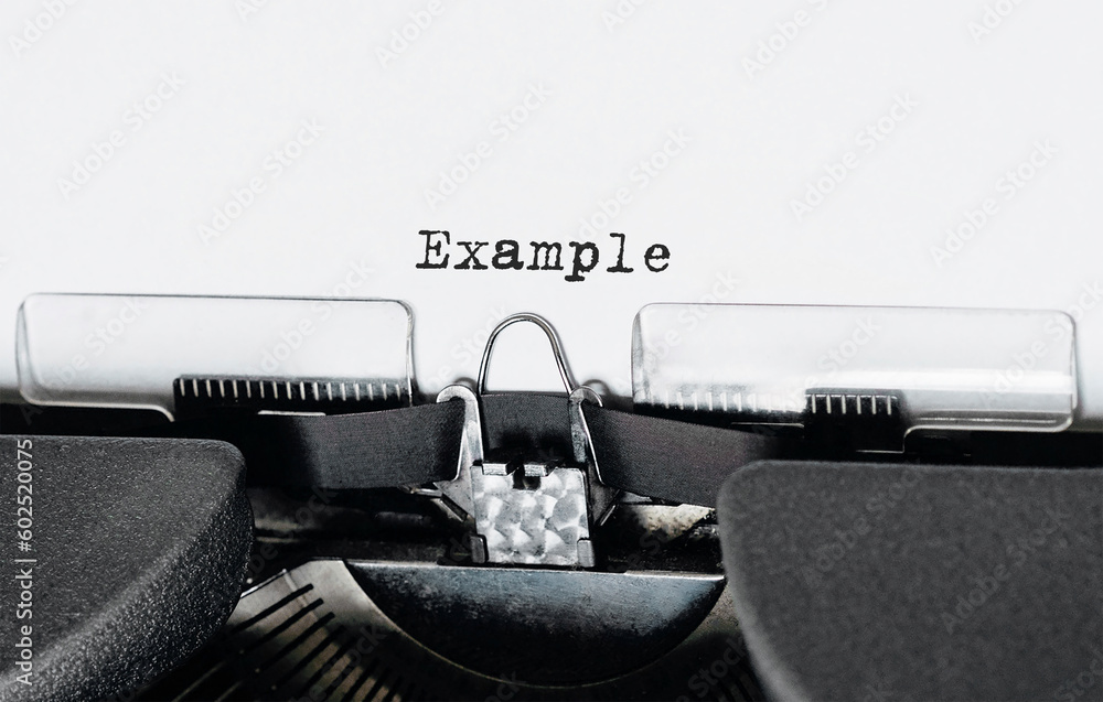 Poster text example typed on retro typewriter