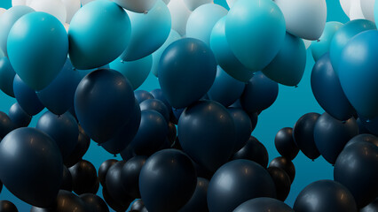 Colorful Carnival Balloons in Blue, Aqua and White. Colorful Background.