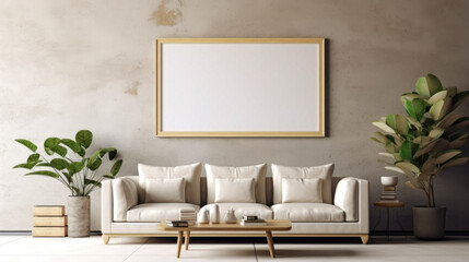 Beautiful Copy Room Mockup With Empty Picture On A Flat Wall Created With The Help Of Artificial Intelligence