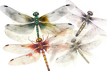 dragonflies isolated on white background. Generated by AI