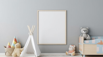 Stylish Frame Mockup. Modern Interior Design Background. Generative AI.