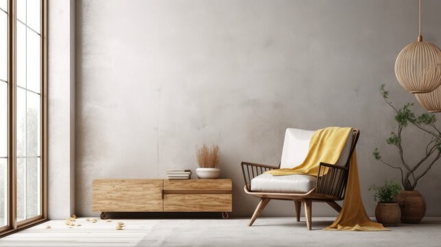 Contemporary Interior Design Background. Modern Living Room. Generative AI.