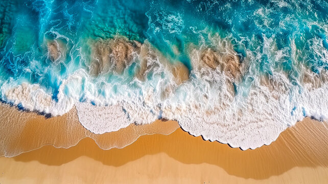 Aerial view of tropical beach in landscape format